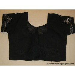 Blusa algodón negra bordada