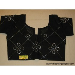 Blusa algodón negra bordada